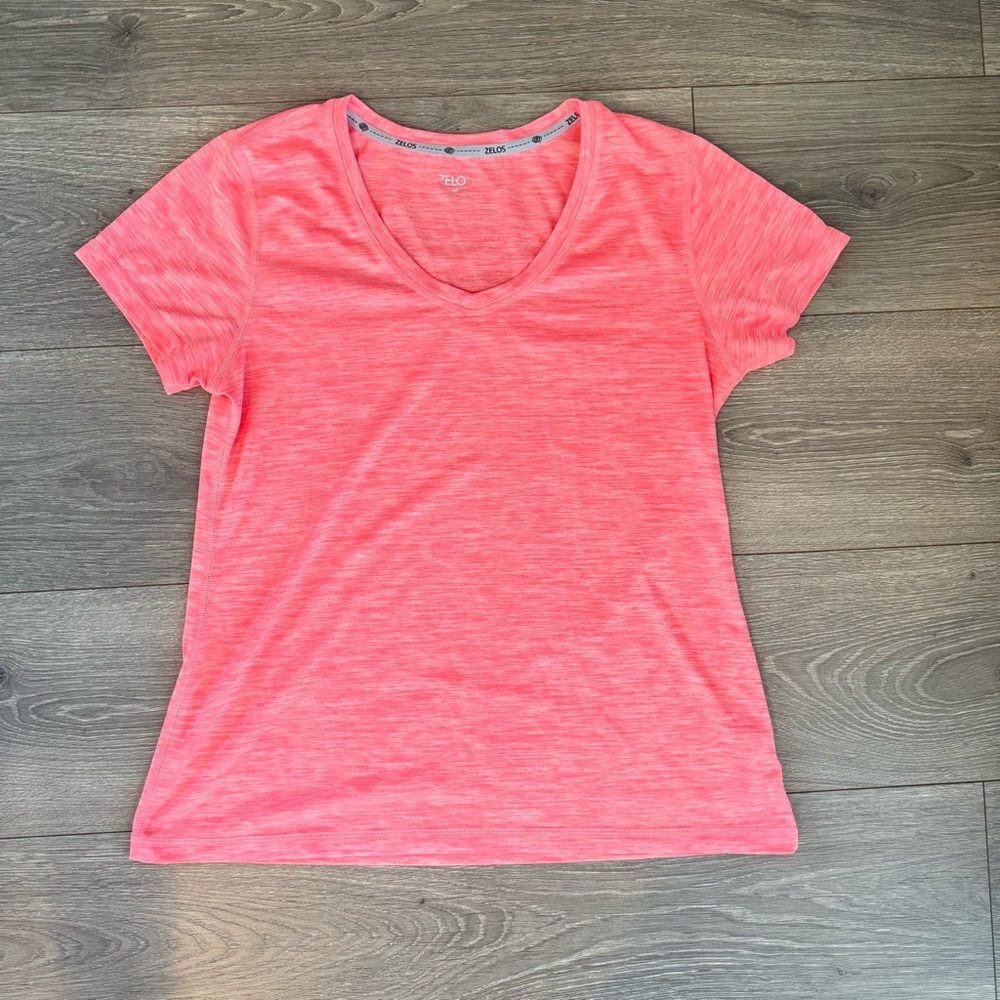 Zelos Women's Orange V-Neck Athletic Short Sleeve Top